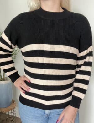 Sweater stripes zwart