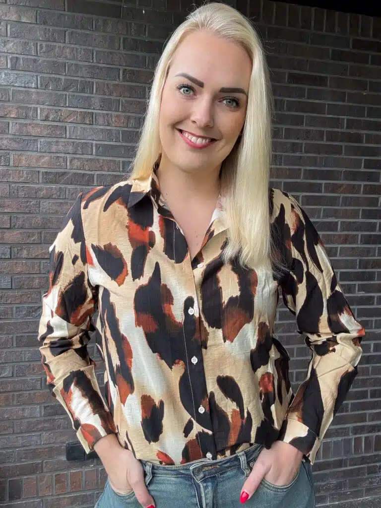 Luipaard blouse beige