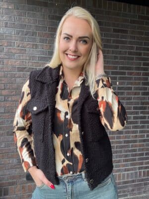 Teddy gilet zwart met blouse