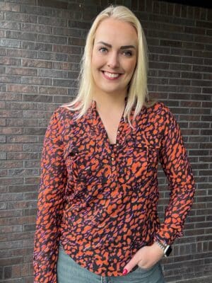 Blouse Luipaard Terracotta/Paars