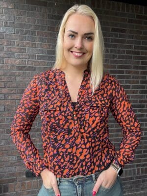 Blouse Luipaard Terracotta/Paars