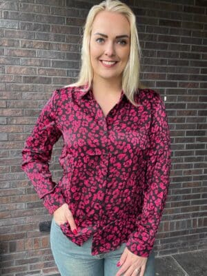 Luipaard blouse roze